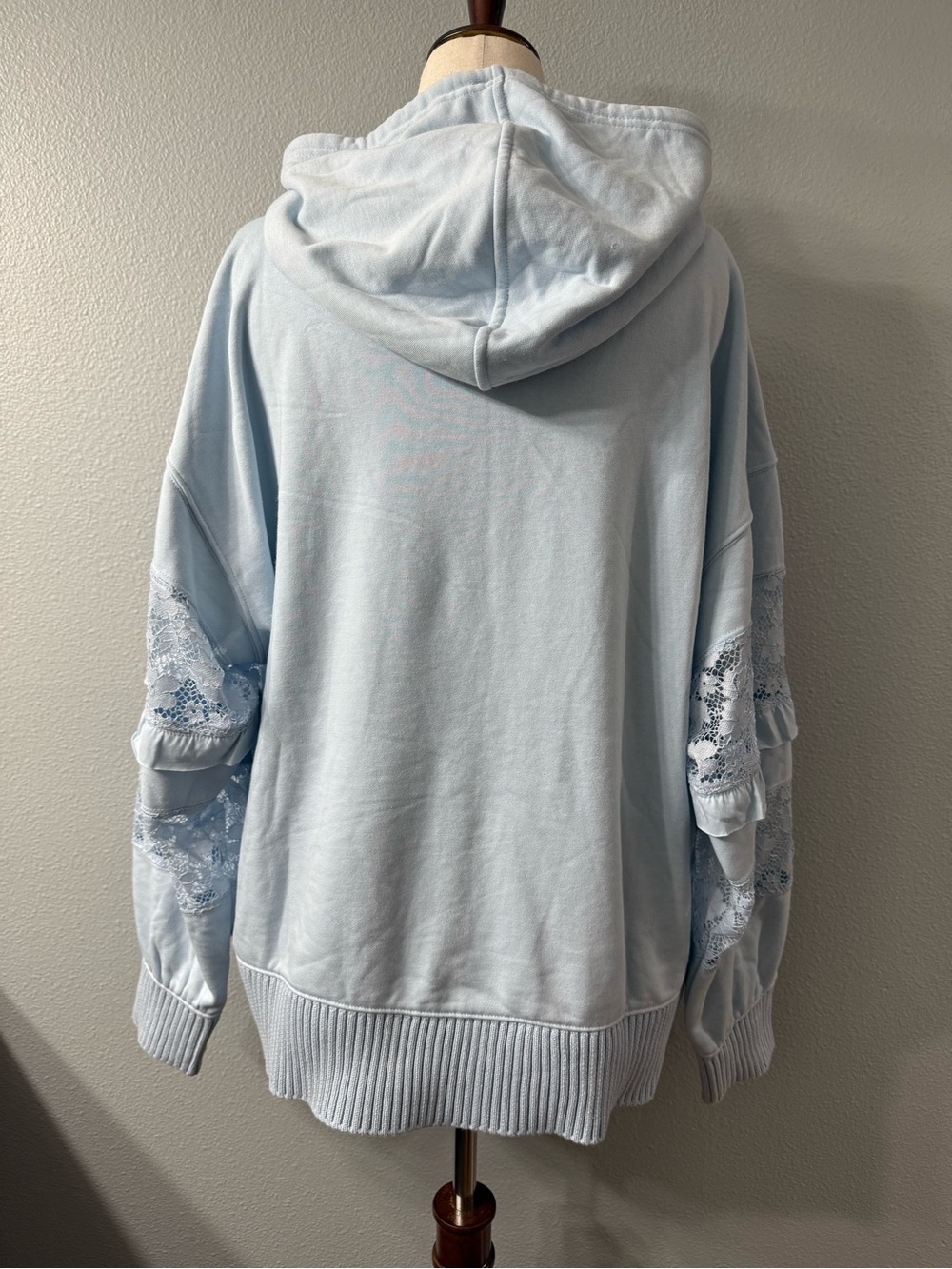 AS Revival Lace Sleeve Oversized Hoodie NWT Blue Boho French Terry Medium - Picture 4 of 8